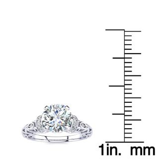 1 1/4 Carat Vintage Diamond Engagement Ring In 14 Karat White Gold