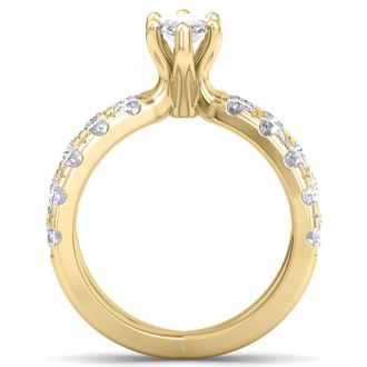 3 1/5 Carat Marquise Diamond Engagement Ring In 14K Yellow Gold