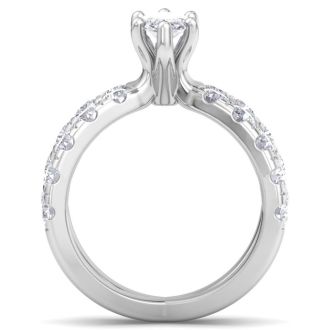 3 1/5 Carat Marquise Diamond Engagement Ring In 14K White Gold