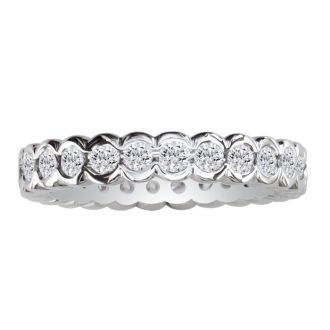Estate Jewelry Sterling Silver 2 Carat Half Bezel Created Diamond Eternity Band in Sterling Silver, Size 6