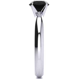 1 Carat Black Moissanite Solitaire Engagement Ring In 14 Karat White Gold