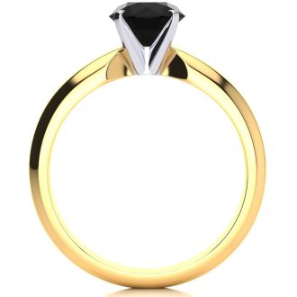 1 Carat Black Moissanite Solitaire Engagement Ring In 14 Karat Yellow Gold