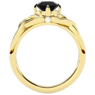 1 Carat Celtic Love Knot Black Moissanite Engagement Ring In 14 Karat Yellow Gold