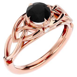 1 Carat Celtic Love Knot Black Moissanite Engagement Ring In 14 Karat Rose Gold