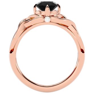1 Carat Celtic Love Knot Black Moissanite Engagement Ring In 14 Karat Rose Gold