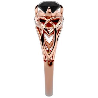 1 Carat Celtic Love Knot Black Moissanite Engagement Ring In 14 Karat Rose Gold