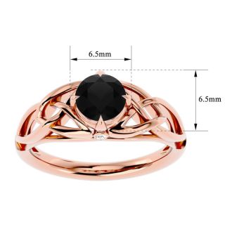 1 Carat Celtic Love Knot Black Moissanite Engagement Ring In 14 Karat Rose Gold
