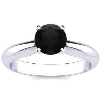 1 Carat Black Moissanite Solitaire Engagement Ring In Solid Platinum. First Time Ever Offered!!!