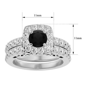 3 Carat Black Moissanite Bridal Set In 14 Karat White Gold