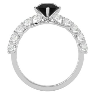 1 3/4 Carat Black Moissanite Engagement Ring In 14 Karat White Gold