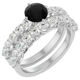 2 1/2 Carat Black Moissanite Bridal Set In 14 Karat White Gold