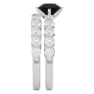 2 1/2 Carat Black Moissanite Bridal Set In 14 Karat White Gold