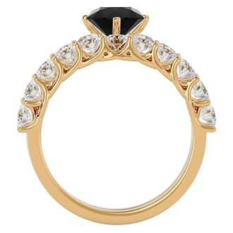 2 1/2 Carat Black Moissanite Bridal Set In 14 Karat Yellow Gold