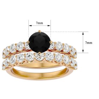 2 1/2 Carat Black Moissanite Bridal Set In 14 Karat Yellow Gold