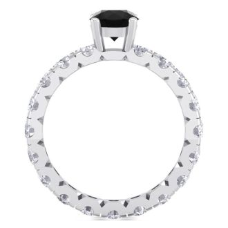 3 Carat Round Shape Black Moissanite Eternity Engagement Ring In 14 Karat White Gold