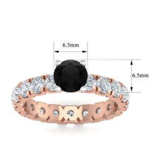 3 Carat Round Shape Black Moissanite Eternity Engagement Ring In 14 Karat Rose Gold