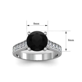 2 1/2 Carat Round Shape Black Moissanite Engagement Ring In 14 Karat White Gold