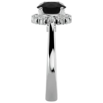 2 1/3 Carat Halo Black Moissanite Engagement Ring In 14 Karat White Gold