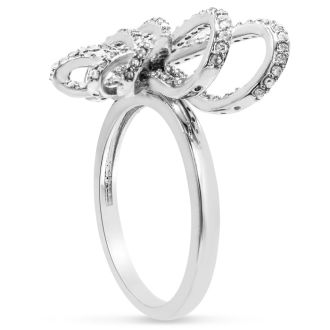 Nearly 1/2 Carat Diamond Bow Cocktail Ring. Wonder High Off The Finger Style With Amazing Fiery Diamonds!