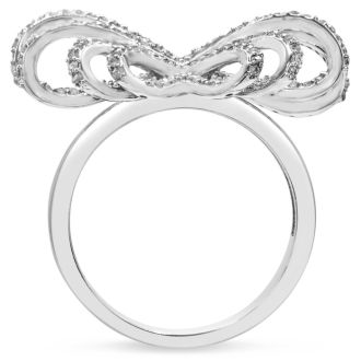 Nearly 1/2 Carat Diamond Bow Cocktail Ring. Wonder High Off The Finger Style With Amazing Fiery Diamonds!