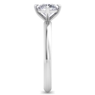 1 Carat Cushion Cut Diamond Solitaire Engagement Ring In 14K White Gold With North South Prongs