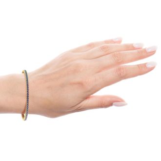 5 1/2 Carat Mystic Topaz Tennis Bracelet In 14 Karat Yellow Gold, 7 1/2 Inches