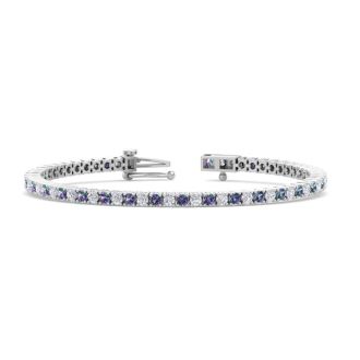 4 1/4 Carat Mystic Topaz And Diamond Tennis Bracelet In 14 Karat White Gold, 6 1/2 Inches