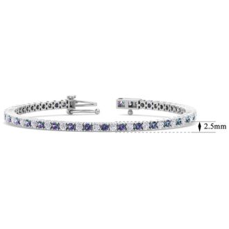 4 1/4 Carat Mystic Topaz And Diamond Tennis Bracelet In 14 Karat White Gold, 6 1/2 Inches