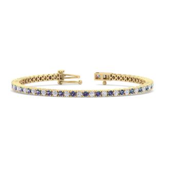 4 1/4 Carat Mystic Topaz And Diamond Tennis Bracelet In 14 Karat Yellow Gold, 6 1/2 Inches