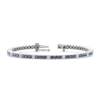 5 Carat Mystic Topaz And Diamond Alternating Tennis Bracelet In 14 Karat White Gold, 7 Inches