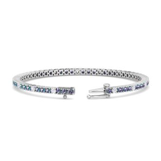 5 Carat Mystic Topaz And Diamond Alternating Tennis Bracelet In 14 Karat White Gold, 7 Inches