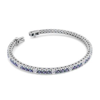 5 Carat Mystic Topaz And Diamond Alternating Tennis Bracelet In 14 Karat White Gold, 7 Inches