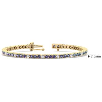 4 1/3 Carat Mystic Topaz And Diamond Alternating Tennis Bracelet In 14 Karat Yellow Gold, 6 Inches