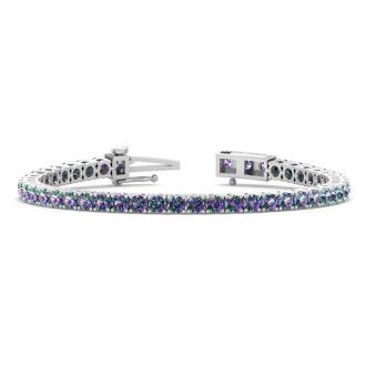 9 3/4 Carat Mystic Topaz Tennis Bracelet In 14 Karat White Gold, 6 Inches
