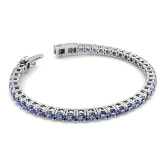 13 1/4 Carat Mystic Topaz Tennis Bracelet In 14 Karat White Gold, 8 Inches