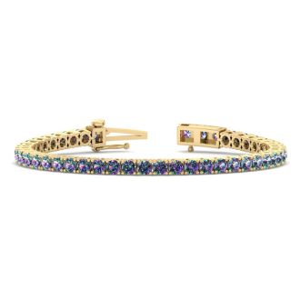 11 1/2 Carat Mystic Topaz Tennis Bracelet In 14 Karat Yellow Gold, 7 Inches