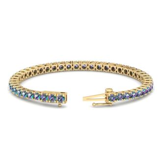 11 1/2 Carat Mystic Topaz Tennis Bracelet In 14 Karat Yellow Gold, 7 Inches
