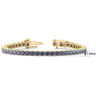 12 1/4 Carat Mystic Topaz Tennis Bracelet In 14 Karat Yellow Gold, 7 1/2 Inches