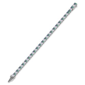 9 2/3 Carat Mystic Topaz and Diamond Tennis Bracelet In 14 Karat White Gold, 6 1/2 Inches