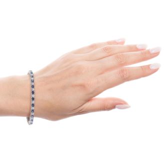 12 1/2 Carat Mystic Topaz and Diamond Tennis Bracelet In 14 Karat White Gold, 8 1/2 Inches