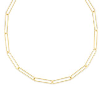 14 Karat Yellow Gold Wire Paperclip Chain Necklace, 18 Inches