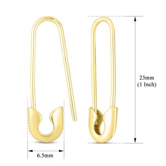 14 Karat Yellow Gold Safety Pin Earrings, 1 Inch