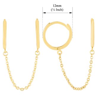 14 Karat Yellow Gold Double Pierced Chain Hoop Earrings