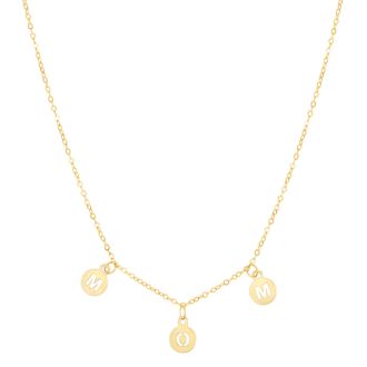 14 Karat Yellow Gold Dangling Mom Necklace, 18 Inches