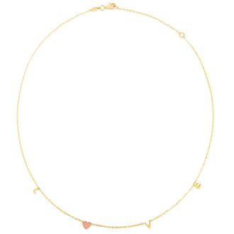 14 Karat Yellow and Rose Gold Love Necklace, 18 Inches