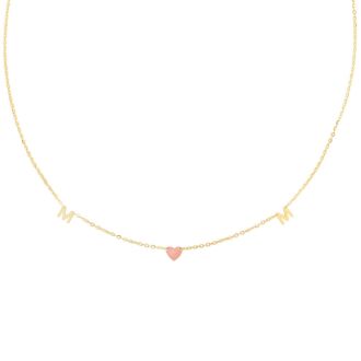 14 Karat Yellow and Rose Gold Mom Necklace, 18 Inches