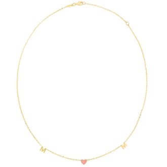 14 Karat Yellow and Rose Gold Mom Necklace, 18 Inches
