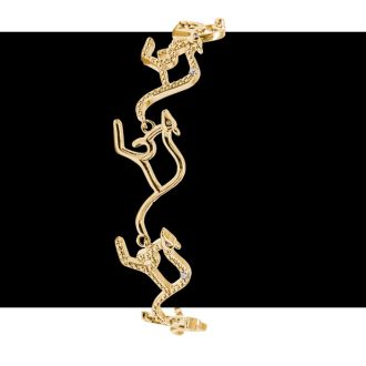 Diamond Accent Kangaroo Adjustable Bolo Bracelet In Yellow Gold Overlay, 7-10 Inches