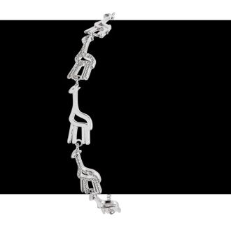 Diamond Accent Giraffe Adjustable Bolo Bracelet In Platinum Overlay, 7-10 Inches
