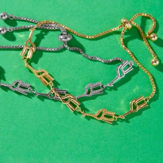 Diamond Accent Giraffe Adjustable Bolo Bracelet In Yellow Gold Overlay, 7-10 Inches